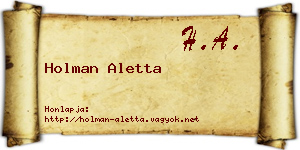 Holman Aletta névjegykártya